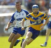10 July 2005; Frank Lohan, Clare, in action against Dan Shanahan, Waterford. Guinness All-Ireland Senior Hurling Championship Qualifier, Round 3, Clare v Waterford, Cusack Park, Ennis, Co. Clare. Picture credit; Damien Eagers / SPORTSFILE