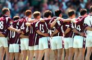 10 July 2005; Players from the Galway team stand for the national anthem before the start of the game. Bank of Ireland Connacht Senior Football Championship Final, Galway v Mayo, Pearse Stadium, Galway. Picture credit; David Maher / SPORTSFILE