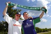 13 July 2005; Cork City fans Don Jones, left, and Robbie Kelleher, both from Bishopstown, Cork, ahead of Cork City's UEFA Cup, First Qualifying Round game against Ekranas. Paneveyzs, Lithuania. Picture credit; Brian Lawless / SPORTSFILE