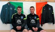 19 February 2014; Republic of Ireland and Everton stars Seamus Coleman, left, and James McCarthy ahead of the '3' International Friendly against Serbia on 5th March at Aviva Stadium. Finch Farm, Liverpool, England. Picture credit: Dave Thompson / SPORTSFILE