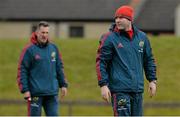 19 February 2014; Munster forwards coach Anthony Foley, right, and head coach Rob Penney during squad training ahead of their Celtic League 2013/14, Round 15, match against Ospreys on Sunday. Munster Rugby Squad Training, University of Limerick, Limerick. Picture credit: Diarmuid Greene / SPORTSFILE