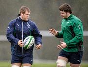20 February 2014; Ireland's Chris Henry, left, and Iain Henderson during squad training ahead of their RBS Six Nations Rugby Championship match against England on Saturday. Ireland Rugby Squad Training, Carton House, Maynooth, Co. Kildare. Picture credit: Stephen McCarthy / SPORTSFILE