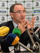 20 February 2014; Republic of Ireland manager Martin O'Neill during the squad announcement ahead of their '3' International Friendly against Serbia on the 5th of March. Republic of Ireland Squad Announcement, Limerick County Hall, Dooradoyle, Limerick. Picture credit: Diarmuid Greene / SPORTSFILE