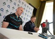 20 February 2014; Ireland's Paul O'Connell, left, and head coach Joe Schmidt during a press conference ahead of their RBS Six Nations Rugby Championship match against England on Saturday. Ireland Rugby Press Conference, Carton House, Maynooth, Co. Kildare. Picture credit: Stephen McCarthy / SPORTSFILE