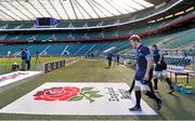 21 February 2014; England's Joe Launchbury arrives for the captain's run ahead of their RBS Six Nations Rugby Championship 2014 match against Ireland on Saturday. England Rugby Squad Captain's Run, Twickenham Stadium, Twickenham, London, England. Picture credit: Brendan Moran / SPORTSFILE