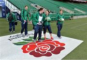 21 February 2014; Ireland players Ailis Egan and Lynne Cantwell arrive for the captain's run ahead of their RBS Women's Six Nations Rugby Championship 2014 match against England on Saturday. Ireland Women's Rugby Squad Captain's Run, Twickenham Stadium, Twickenham, London, England. Picture credit: Brendan Moran / SPORTSFILE
