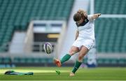 21 February 2014; Ireland's Jenny Murphy practices her goalkicking during the captain's run ahead of their RBS Women's Six Nations Rugby Championship 2014 match against England on Saturday. Ireland Women's Rugby Squad Captain's Run, Twickenham Stadium, Twickenham, London, England. Picture credit: Brendan Moran / SPORTSFILE