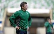 21 February 2014; Ireland's Brian O'Driscoll takes a breather during the captain's run ahead of their RBS Six Nations Rugby Championship 2014 match against England on Saturday. Ireland Rugby Squad Captain's Run, Twickenham Stadium, Twickenham, London, England. Picture credit: Brendan Moran / SPORTSFILE