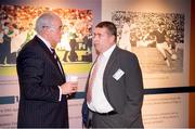 21 February 2014; Sean Walsh, left, and Patrick O'Sullivan, Chairman of the Kerry County Board, in conversation before the GAA Annual Congress 2014. Croke Park, Dublin. Picture credit: Ray McManus / SPORTSFILE