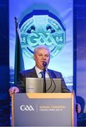 21 February 2014; GAA President elect Aogán Ó Fearghail, Cavan, during his acceptance speech to delegates at the GAA Annual Congress 2014. Croke Park, Dublin. Picture credit: Ray McManus / SPORTSFILE
