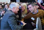 21 February 2014; Aogán Ó Fearghail is congratulated by his daughter Niamh and son Aogán Óg following his announcement as GAA President elect at the GAA Annual Congress 2014. Croke Park, Dublin. Picture credit: Ray McManus / SPORTSFILE
