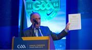 22 February 2014; Frank Murphy, Chairman of the Rules Advisory Committee, speaking during the second day of the GAA Annual Congress 2014. Croke Park, Dublin. Picture credit: Ray McManus / SPORTSFILE