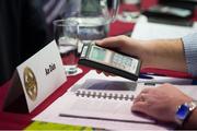 22 February 2014; A Down delegate prepares to vote, using an electronic voting instrument, during the second day of the GAA Annual Congress 2014. Croke Park, Dublin. Picture credit: Ray McManus / SPORTSFILE