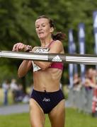 10 July 2005; Pauline Curley, Tullamore Harriers, crosses the finish in a time of 27.08 to be the first woman home during the adidas Irish Runner Challenge. Phoenix Park, Dublin.. Picture credit; Brian Lawless / SPORTSFILE