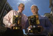 11 July 2005; Cork hurler John Gardiner and Tyrone footballer Peter Canavan who were presented with the Vodafone GAA All-Star awards for the month of June. Westbury Hotel, Dublin. Picture credit; Pat Murphy / SPORTSFILE