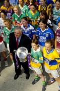 11 July 2005; An Taoiseach, Bertie Ahern TD, with players from the launch of the 2005 TG4 All-Ireland Ladies Football Championship. Croke Park, Dublin. Picture credit; Damien Eagers / SPORTSFILE