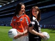 11 July 2005; Aileen Mathew, left, Armagh, with Louise Harte, Sligo, during a photocall at the launch of the 2005 TG4 All-Ireland Ladies Football Championship. Croke Park, Dublin. Picture credit; David Maher / SPORTSFILE