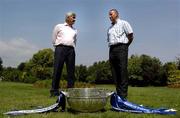 12 July 2005; Dublin manager Paul Caffrey, right, and Laois manager Mick O'Dwyer at a photocall ahead of this weekend's Bank of Ireland Leinster Senior Football Championship Final. Merrion Square, Dublin. Picture credit; Damien Eagers / SPORTSFILE