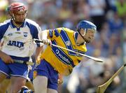 10 July 2005; Frank Lohan, Clare, in action against Seamus Prendergast, Waterford. Guinness All-Ireland Senior Hurling Championship Qualifier, Round 3, Clare v Waterford, Cusack Park, Ennis, Co. Clare. Picture credit; Damien Eagers / SPORTSFILE