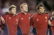 9 July 2005; British and Irish Lions players, from left, Simon Easterby, Paul O'Connell and Donacha O'Callaghan stand together before the game. British and Irish Lions Tour to New Zealand 2005, 3rd Test, New Zealand v British and Irish Lions, Eden Park, Auckland, New Zealand. Picture credit; Brendan Moran / SPORTSFILE