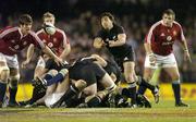 9 July 2005; New Zealand scrum-half Byron Kelleher passes the ball away from a ruck. British and Irish Lions Tour to New Zealand 2005, 3rd Test, New Zealand v British and Irish Lions, Eden Park, Auckland, New Zealand. Picture credit; Brendan Moran / SPORTSFILE