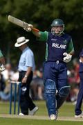 13 July 2005; Jeremy Bray, Ireland, salutes the crowd after completing his half century. ICC Trophy Final, Ireland v Scotland, Castle Avenue, Clontarf, Dublin. Picture credit; Pat Murphy / SPORTSFILE