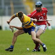 13 July 2005; Brian O'Connell, Clare, in action against Ronan Conway, Cork. Erin Munster Under 21 Hurling Championship Semi-final, Clare v Cork, Semple Stadium, Thurles, Co. Tipperary. Picture credit; Matt Browne / SPORTSFILE