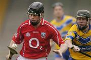 13 July 2005; Shane O'Neill, Cork, in action against Jonathan Clancy, Clare. Erin Munster Under 21 Hurling Championship Semi-final, Clare v Cork, Semple Stadium, Thurles, Co. Tipperary. Picture credit; Matt Browne / SPORTSFILE