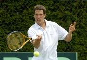14 July 2005; Ireland's Kevin Sorensen in action during his match. 2005 Davis Cup, Europe / Africa Zone, Group 3, Ireland v Armenia, Kevin Sorensen.v.Sargis Sargsian, Fitzwilliam Lawn Tennis Club, Donnybrook, Dublin. Picture credit; Brendan Moran / SPORTSFILE