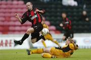 14 July 2005; Alan Kirby, Longford Town, in action against Gary Lloyd, Camarthen. UEFA Cup, First Qualifying Round, First Leg, Longford Town v Camarthen, Flancare Park, Longford. Picture credit; David Maher / SPORTSFILE