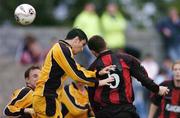 14 July 2005; Barry Ferguson, no.5, Longford Town, defeats Martyn Giles, Camarthen, to score his sides second goal. UEFA Cup, First Qualifying Round, First Leg, Longford Town v Camarthen, Flancare Park, Longford. Picture credit; David Maher / SPORTSFILE