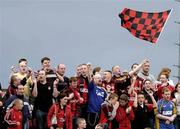 14 July 2005; Longford Town supporters cheer on their team. UEFA Cup, First Qualifying Round, First Leg, Longford Town v Camarthen, Flancare Park, Longford. Picture credit; David Maher / SPORTSFILE