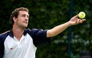 15 July 2005; Ireland's Conor Niland serves during his match. 2005 Davis Cup, Europe / Africa Zone, Group 3, Ireland v Iceland, Conor Niland.v.Andri Jonsson, Fitzwilliam Lawn Tennis Club, Donnybrook, Dublin. Picture credit; Brendan Moran / SPORTSFILE