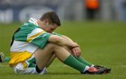 17 July 2005; A dejected William Mulhall, Offaly, after the final whistle. Leinster Minor Football Championship Final, Offaly v Laois, Croke Park, Dublin. Picture credit; Brendan Moran / SPORTSFILE