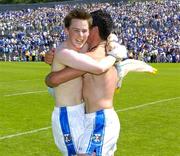 17 July 2005; Sean Johnston, left, and Finbar O'Reilly of Cavan celebrate following the GAA All-Ireland Senior Football Championship Qualifier, Round 3 match between Meath and Cavan at St Tiernach's Park in Monaghan. Photo by Damien Eagers/Sportsfile