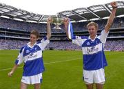 17 July 2005; Laois players Kevin Smith, left, and Cathal Og Green celebrate with the cup. Leinster Minor Football Championship Final, Offaly v Laois, Croke Park, Dublin. Picture credit; Brian Lawless / SPORTSFILE