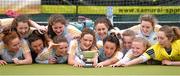 23 February 2014; The UCD team celebrate with the cup after the game. Irish Women's Senior Cup Final, UCD v Pembroke Wanderers, National Hockey Stadium, UCD, Belfield, Dublin. Picture credit: Brendan Moran / SPORTSFILE