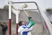 23 February 2014; An umpire tries to retrieve a ball caught on the top of the net. M Donnelly Interprovincial Football Championship Final, Connacht v Munster, Tuam Stadium, Tuam, Co. Galway. Picture credit: Ray Ryan / SPORTSFILE