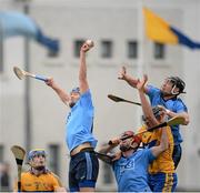 23 February 2014; Dublin players, from left, Conal Keaney, Ryan O'Dwyer and Mark Schutte in action against Brendan Bugler, Clare. Allianz Hurling League, Division 1A, Round 2, Dublin v Clare, Parnell Park, Dublin. Picture credit: Stephen McCarthy / SPORTSFILE