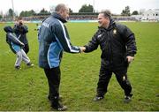 23 February 2014; Dublin manager Anthony Daly, left, and Clare manager Davy Fitzgerald shake hands following the game. Allianz Hurling League, Division 1A, Round 2, Dublin v Clare, Parnell Park, Dublin. Picture credit: Stephen McCarthy / SPORTSFILE