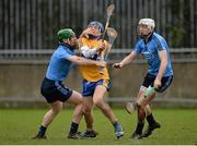 23 February 2014; Shane O'Donnell, Clare, in action against John McCaffrey, left, and Peter Kelly, Dublin. Allianz Hurling League, Division 1A, Round 2, Dublin v Clare, Parnell Park, Dublin. Picture credit: Stephen McCarthy / SPORTSFILE