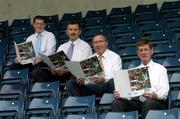 14 July 2005; Gaelic Telecom, which is an official partner to the GAA, today launched its services in conjunction with the Dublin County Board. It is now offering its services directly to all GAA members and supporters which will help raise funds for their club and county. At the launch are, right to left, John Bailey, County Board Chairman, Anton O'Toole, Gaelic Telecom, John Costello, Secretary, Dublin County Board and Ciaran Doyle, Gaelic Telecom. Parnell Park, Dublin. Picture credit; Matt Browne / SPORTSFILE