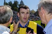 17 July 2005; Mark McElkennon, Cavan manager is interviewed after the match. Bank of Ireland All-Ireland Senior Football Championship Qualifier, Round 3, Meath v Cavan, St. Tighernach's Park, Clones, Co. Monaghan. Picture credit; Damien Eagers / SPORTSFILE
