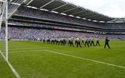 17 July 2005; The band of An Garda Siochana lead the Dublin and Laois teams in the pre-match parade. Bank of Ireland Leinster Senior Football Championship Final, Dublin v Laois, Croke Park, Dublin. Picture credit; Ciara Lyster / SPORTSFILE