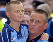 17 July 2005; Dublin manager Paul Caffrey, watches the cup presentation with his son Eric. Bank of Ireland Leinster Senior Football Championship Final, Dublin v Laois, Croke Park, Dublin. Picture credit; Brian Lawless / SPORTSFILE