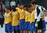 8 July 2005; Shelbourne players stand for a minutes silence before the start of the game. eircom League, Premier Division, St. Patrick's Athletic v Shelbourne, Richmond Park, Dublin. Picture credit; David Maher / SPORTSFILE