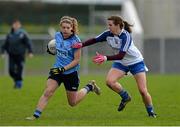 23 February 2014; Noelle Healy, Dublin, in action against Eileen McElroy, Monaghan. Tesco HomeGrown Ladies Football National League Division 1, Monaghan v Dublin, Inniskeen, Co. Monaghan. Picture credit: Oliver McVeigh / SPORTSFILE
