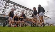 23 February 2014; The Kilkenny players prepare for the team photograph in front of the stand which was damaged during the recent storms. Allianz Hurling League, Division 1A, Round 2, Kilkenny v Tipperary, Nowlan Park, Kilkenny. Picture credit: Pat Murphy / SPORTSFILE