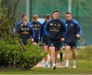 24 February 2014; Leinster's John Cooney arrives for squad training ahead of their Celtic League 2013/14, Round 16, game against Glasgow Warriors on Saturday. Leinster Rugby Squad Training and Media Briefing, Rosemount, UCD, Belfield, Dublin. Picture credit: David Maher / SPORTSFILE