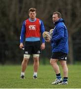 24 February 2014; Leinster Senior Skills & Kicking coach Richie Murphy, right, with Jordi Murphy during squad training ahead of their Celtic League 2013/14, Round 16, game against Glasgow Warriors on Saturday. Leinster Rugby Squad Training and Media Briefing, Thornfields, UCD, Belfield, Dublin. Picture credit: Piaras Ó Mídheach / SPORTSFILE